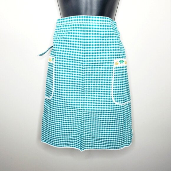 Vintage Albezica Italy Gingham Cottage Retro Country Cotton Apron - Picture 1 of 8